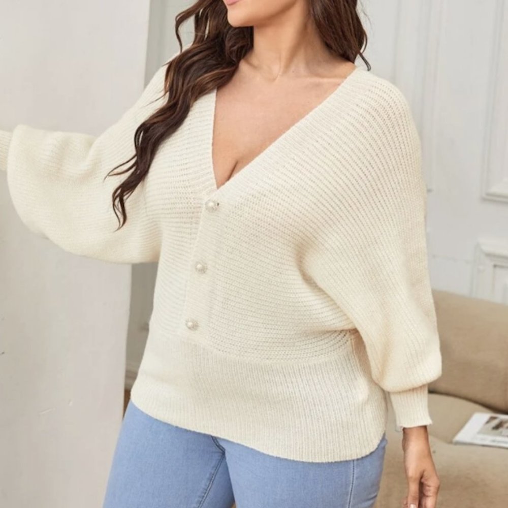 Plus Size Lace Up Sweater